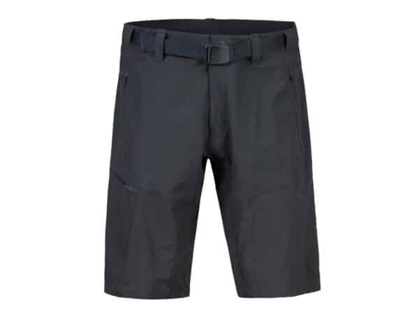 HANNAH Doug miesten shortsit musta, kuvattu edestä, sisältää säädettävän vyötärön, toiminnallinen ulkoiluvaate.